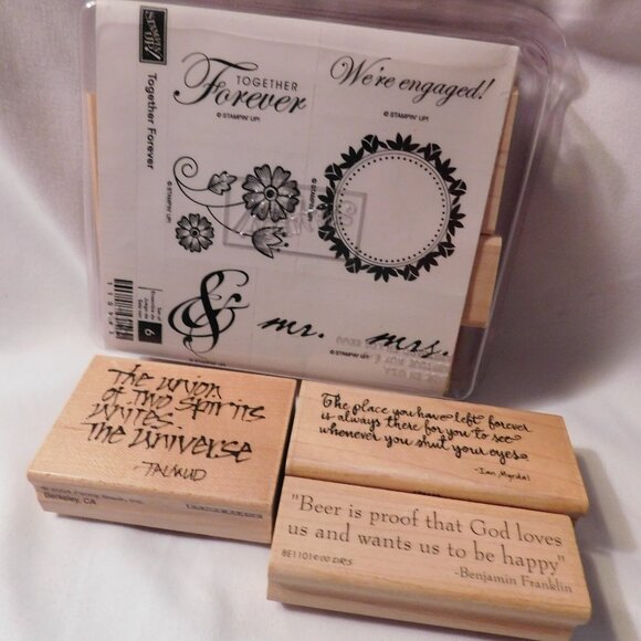 Stampin’ Up! Together Forever Rubber Stamps & Lot of Three Miscellaneous Stamps - Picture 1 of 7
